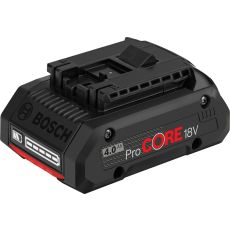 Bosch GBA 18V 4,0Ah ProCore Li ion akku, akun varaustilan näytöllä

