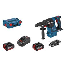Bosch gbh 18v-26 f sds+ piikkaava poravasara + 2x6,0ah + laturi + lisäistukka. toimitus l-boxx laukussa.