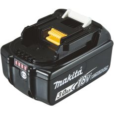 Makita BL1830B 18,0V 3,0Ah Li-Ion akku, varaustilan näytöllä

