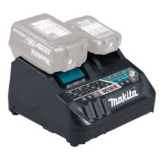 Makita dc18re 18v/12v (9a/5a) yhdistelmälaturi cxt ja lxt li-ion liukukiinnitteisille akuille, kaksi liukulatauspaikkaa, 1x18v ja 1x12v akuille