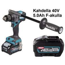 Makita DF001G 40V XGT porakone  apukahvalla + HUOM. 2kpl 5Ah F-akku (BL4050F) + laturi (DC40RA) + Makpac 3.

