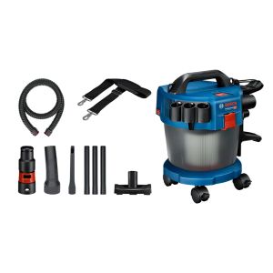 Bosch gas 18v-10 l (pyörillä + lisävarusteet) akkukäyttöinen imuri runko - ei akkuja ei laturia pahvipakkaus.

