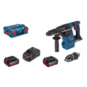 Bosch GBH 18V-26 F SDS+ piikkaava poravasara + 2x6,0Ah + laturi + lisäistukka. Toimitus L-BOXX  laukussa.

