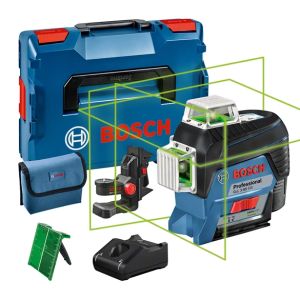 Bosch GLL 3-80 CG vihreä säde laser Bluetooth, 3 laserviivaa + BM1-pidin + GAL 12V-40 pikalaturi + 1x2,0Ah + L-Boxx

