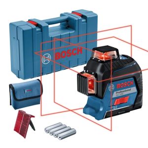 Bosch GLL 3-80 laser (3x360ast laserviivaa) + muovilaukku paristokäyttöinen.

