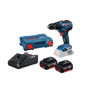 Bosch GSR 18V-55 akkuporakone 3x5,0Ah,  L-Boxx 136 muovisalkussa.

