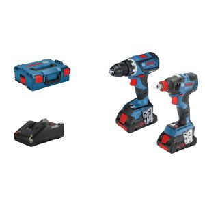 Bosch setti GSR 18V-60C + GDX 18V-200C + 2x4,0Ah + laturi, L-Boxx laukussa