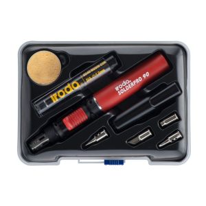 Iroda SolderPro 90K kaasukäyttöinen juotoskynä setti, väri sininen ( tehonsäätö noin 25W - 80W )

