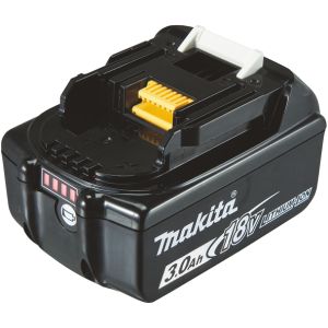 Makita BL1830B 18,0V 3,0Ah Li-Ion akku, varaustilan näytöllä

