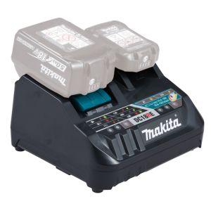 Makita DC18RE 18V/12V (9A/5A) yhdistelmälaturi CXT ja LXT Li-Ion liukukiinnitteisille akuille, kaksi liukulatauspaikkaa, 1x18V ja 1x12V akuille