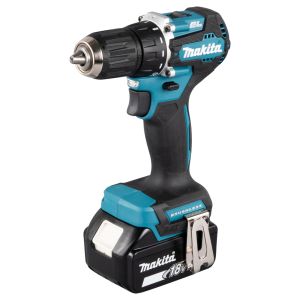 Makita DDF487RG 18V 40/25Nm akkupora + 1x6,0Ah + DC18RC pikalaturi + muovilaukku kannen tarvikelokerolla.

