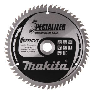 Makita pyörösahanterä 190mm 60-hampainen reikä 20mm puulle EFFICUT E-11190