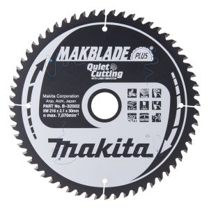 Makita pyörösahanterä 216mm 60-hampainen 30mm reikä puulle B-32502/B-08676