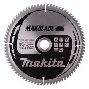 Makita pyörösahanterä 260mm 80-hampainen reikä 30mm puulle B-32845/B-09070
