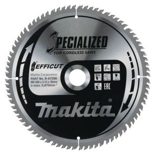 Makita pyörösahanterä 260mm 80-hampainen reikä 30mm puulle EFFICUT B-67290