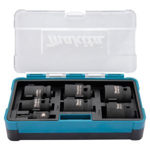 Makita voimahylsylajitelma 1/2 7-osainen. Sisältää myös adapterin 1/4 bits - 1/2 neliö.