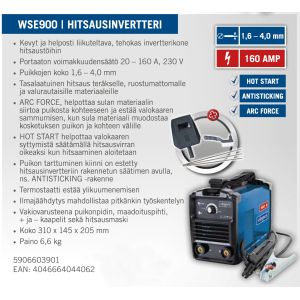 Scheppach WSE900 20-160 A hitsausinvertteri 230V