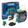 Bosch gll 3-80 cg vihreä säde laser bluetooth, 3 laserviivaa + bm1-pidin + gal 12v-40 pikalaturi + 1x2,0ah + l-boxx